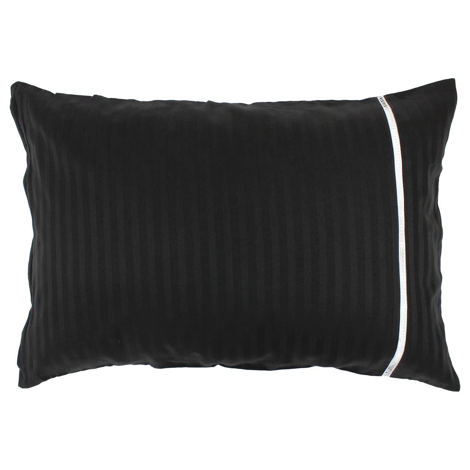 

Merry Night inico Series Cotton Satin Weave Striped Pillow Cover Charcoal Gray Zipper Type 43 x 63 cm Ladder Lace on One Side Simple Elegant Gloss