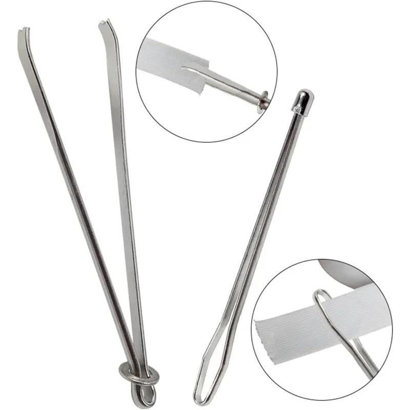 2PCS Drawstring Threader Easy Pull Bodkin Sewing Threader Tweezers Machine Large and Small Sewing Craft DIY Tool Accessories