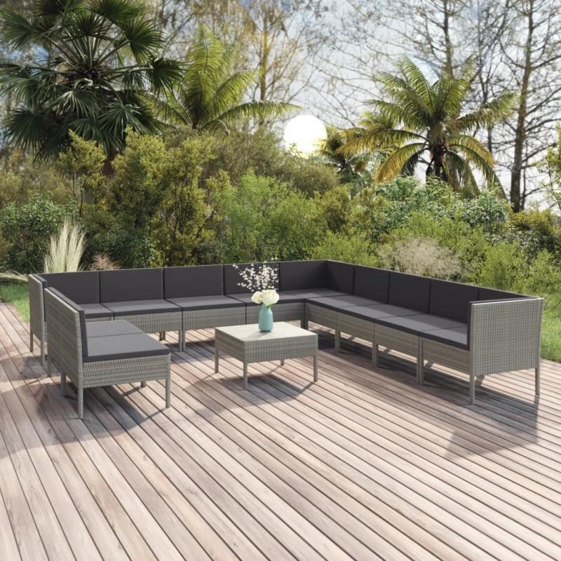 Day and Night - Day and Night Garden Furniture Set 12 Pieces and Gray Synthetic Rattan Cushions