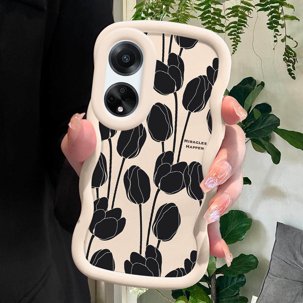 

Окрашенный узор Big Wave Edge Мягкий силиконовый материал Macaron чехол для телефона противоударный защитный резиновый чехол для OPPO Reno Realme OPPO Reno11 F 5G белый