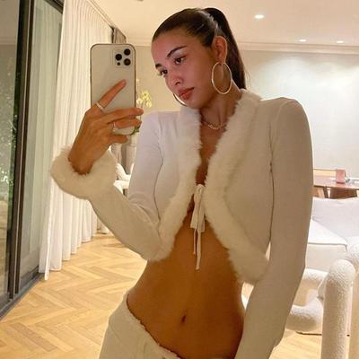 Fall Sexy Women's Top, Chunky Knit Open-Front Cardigan with Tie-Up Detail