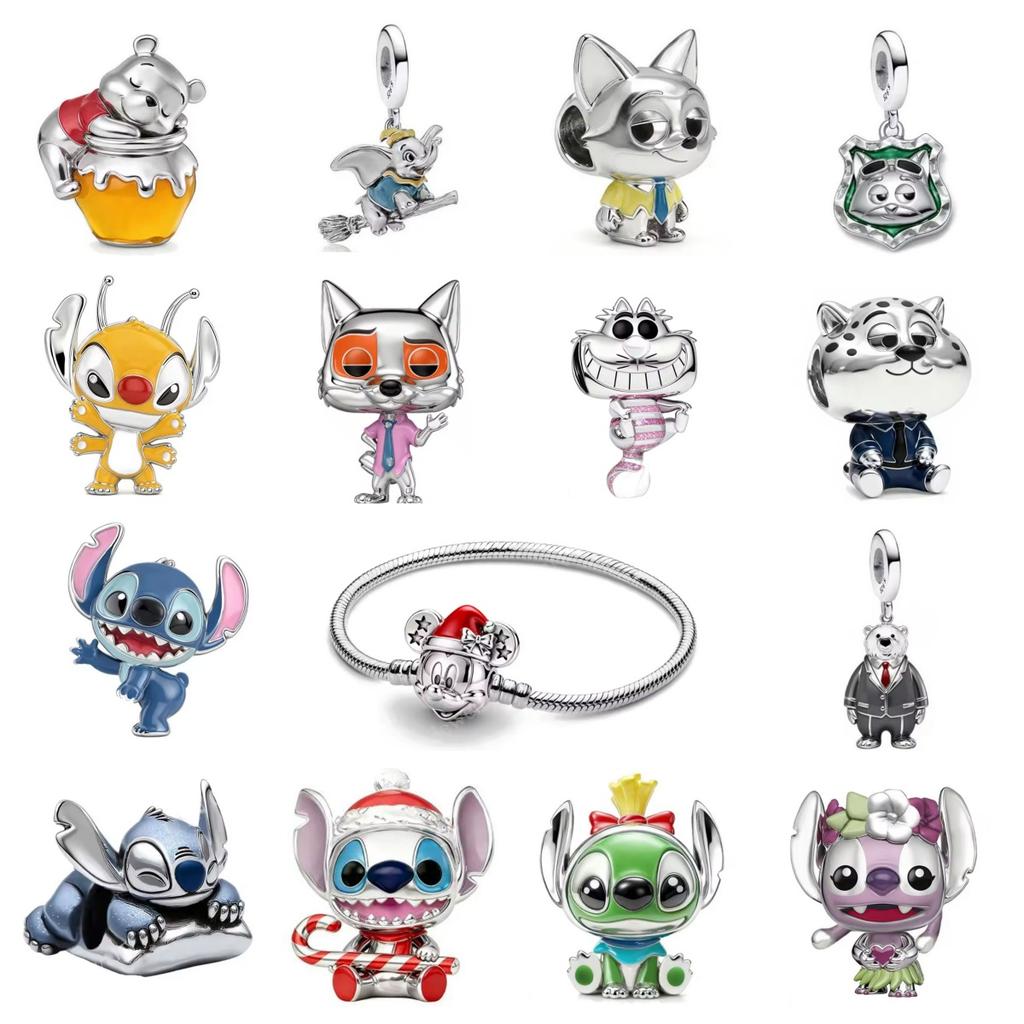 New Cute Blue Fox Rabbit Cartoon Necklace 925 Silver European Style Bracelet DIY Women's Charm Fashion Jewelry Gift