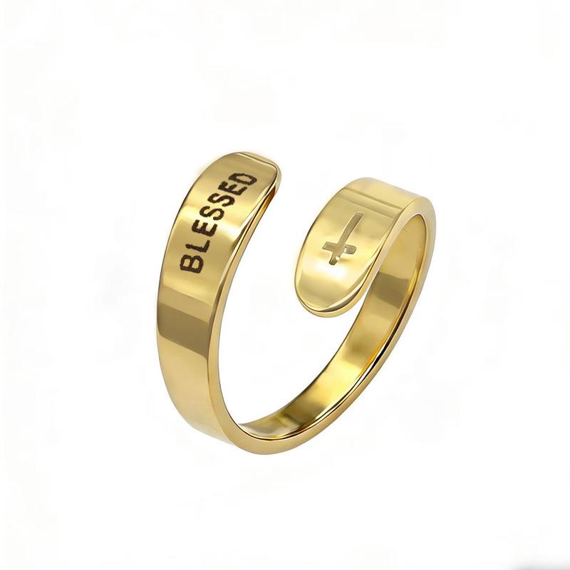 Retro Open Stainless Steel 'I Am Enough' Double Layer Ring for Women