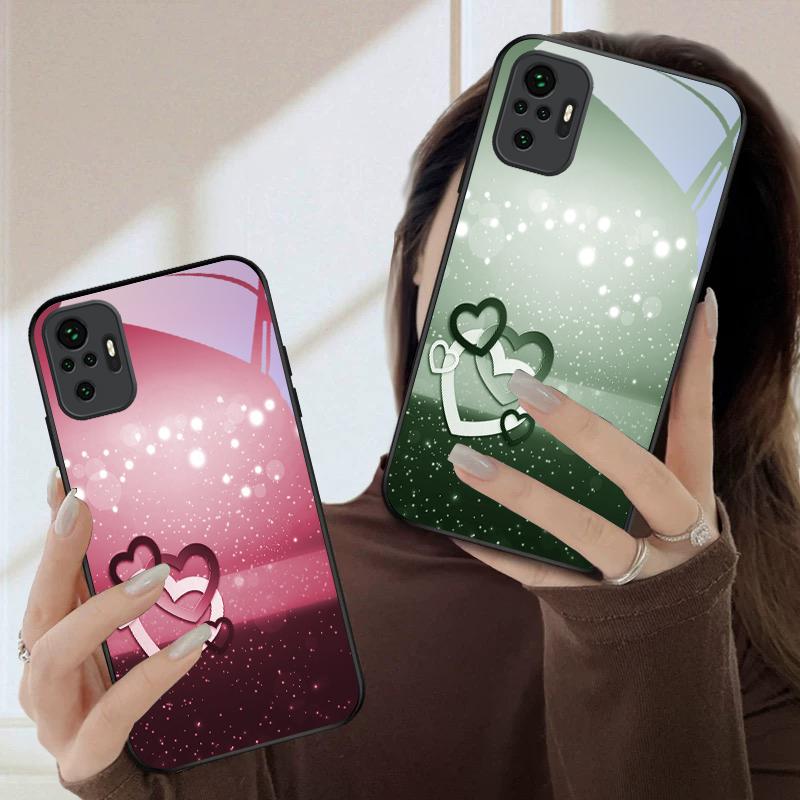 Warm and Romantic Love For Redmi Note 8 9 9S 12S 10 Pro 11 12 13 Pro+ 14 Pro K60 Ultra 13C 14C A3 12 13 Black Glass Phone Case