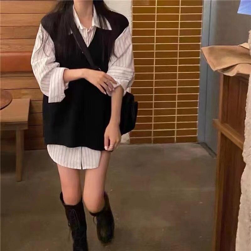 Andy New Loose Fashion Lazy Style Pullover V Neck Waistcoat Sleeveless Knit Vest Sweater Women