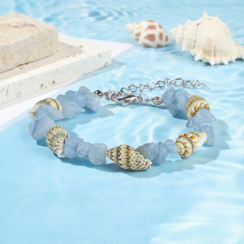 Bohemian Conch Beads Bracelets For Women Handmade Irregular Stone Beaded Bangles Summer Beach Jewelry