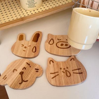Untersetzer aus Holz Niedliches Cartoon-Tier Wärmeisolierung Tischsets für Kaffee- und Teetassen Multifunktionale Heimdekoration Küchen- und Büroaccessoires