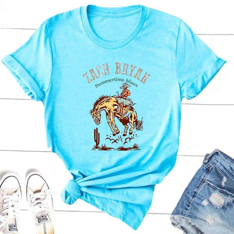 Zach Bryan Grafická trička Dámské Unisex Country Music Tričko Letní Bavlna O Neck Western Cowboy Tričko Vintage Krátký rukáv Unisex