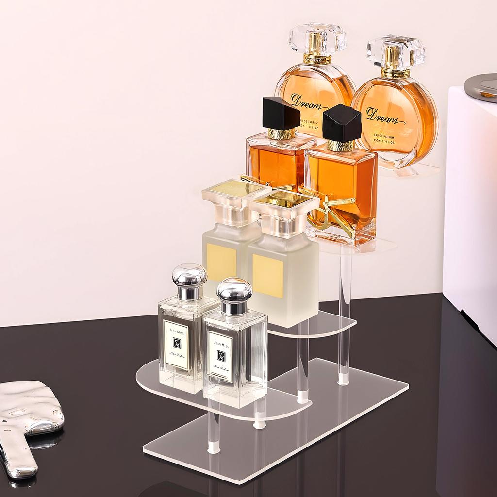 1pc Desktop 2-4 Layer Display Shelf Stepped Acrylic Transparent Storage Rack Is Suitable for Perfume Hand Doll Organizer