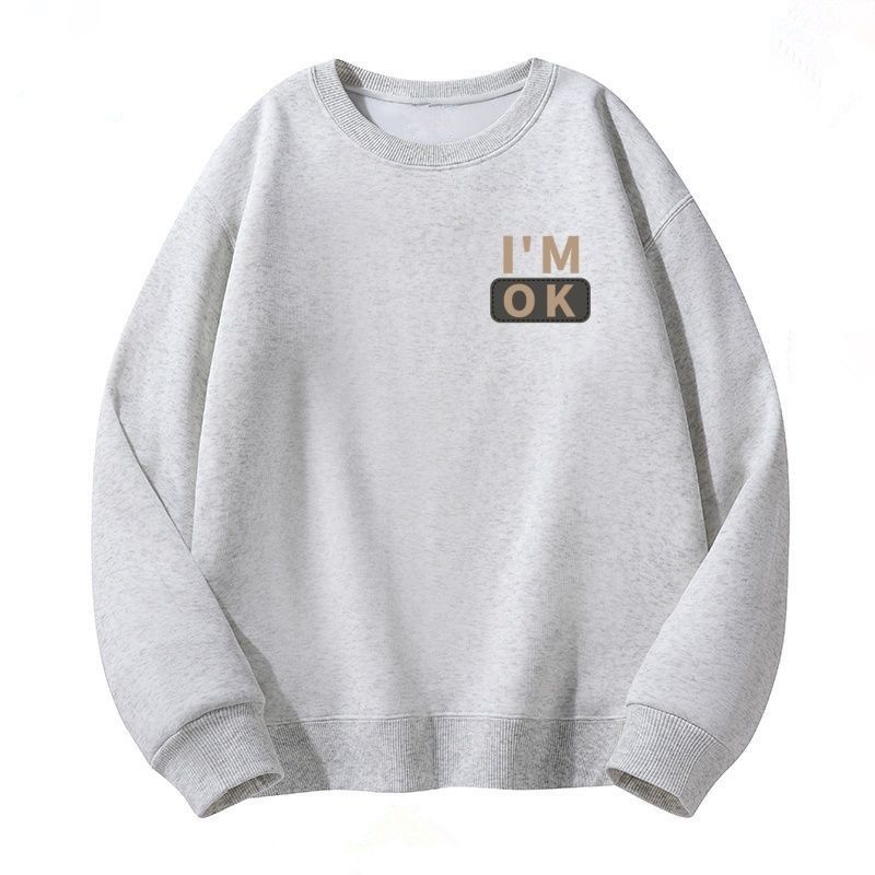 2025 New Trendy Brand Letter Print Crew Neck Sweatshirt for Men and Women, Autumn and Winter Fleece-Lined Loose Fit Couple's Versatile Long-Sleeve Top