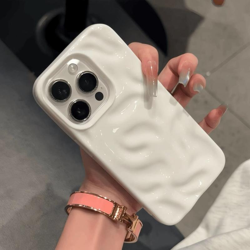 Luxury Soft Silicone Wave Fold Pattern Phone Case For iPhone 17 Air 11 12 13 14 15 16 17 Pro Max Plus Candy Bumper Back Cover