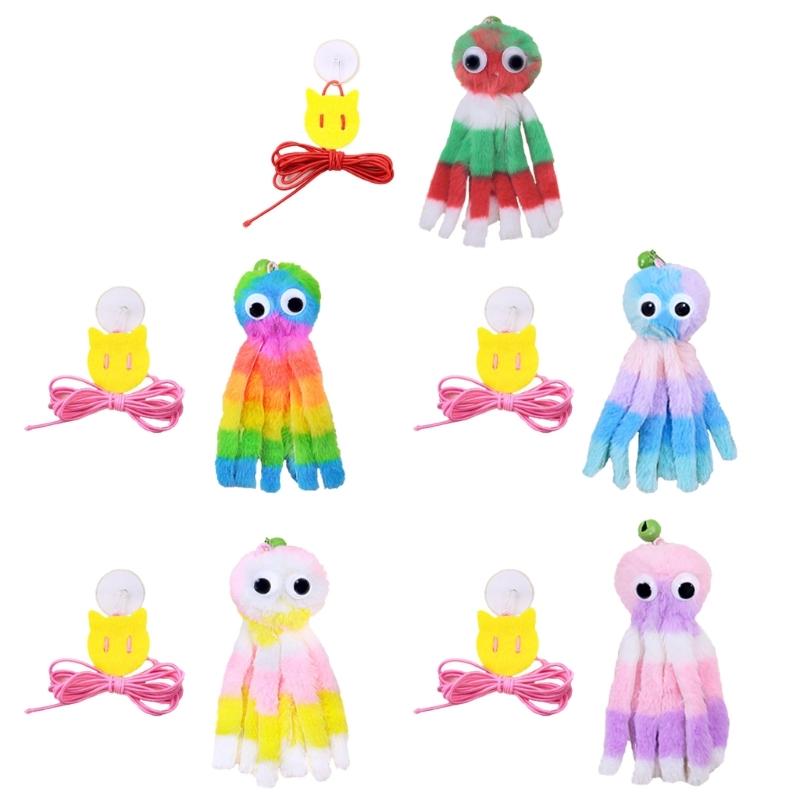 Lovely Suspended Kitten Toy With Chirping Mechanism Soft Fabric Tentacles Design Kitten Entertainment