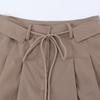   European and American Style New Women's Fashionable Casual Drawstring Belt Pleated Shorts