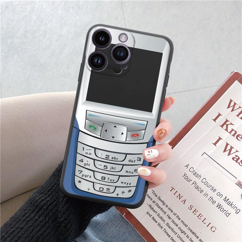 Tālruņa maciņi iPhone 15 Pro 6 14 XS 13 Max XR 12 Mini 7 Plus X SE 8 11 Funny Retro Camera Phone Rakstains mīksts TPU triecienizturīgs bufera apvalks