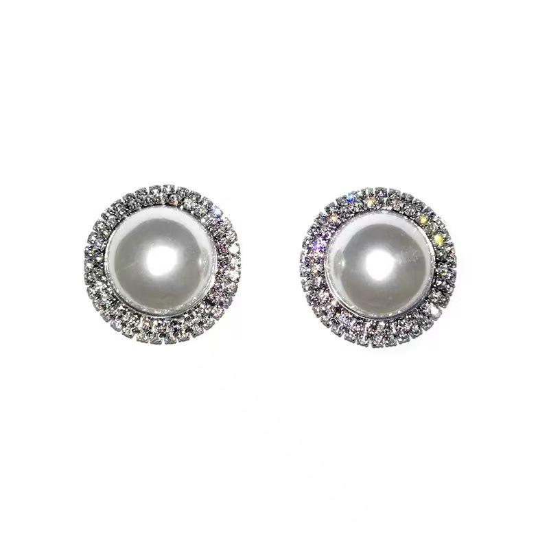 Korean High-end Earrings, Korean Luxury Flash Diamond Temperament Earrings, French Niche Exaggerated Pearl Large Stud Earrings