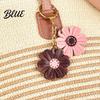 Small Floral Pendant Keychain Double Chrysanthemum Design Retro Style Soft