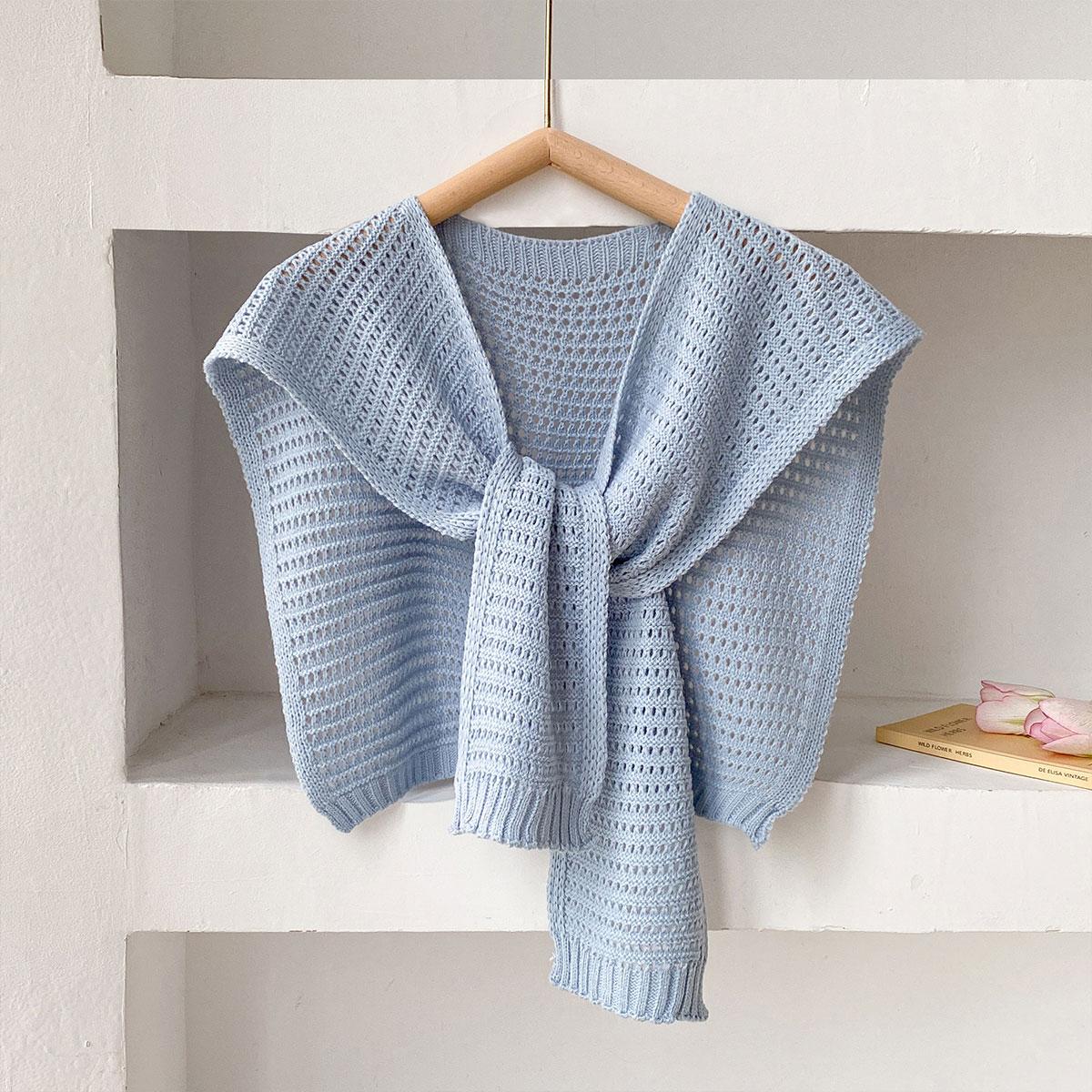 

Korean Solid Color Knit Women Fake Collar Shawl Summer Air Conditioned Shoulder Protect Cervical Spine Thicken Warm Scarf