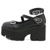 2022 Spring Women British Style Retro Leather Pumps, Block Heel Platform Thick‑Sole Vintage Fashion Ladies Casual Single Shoes