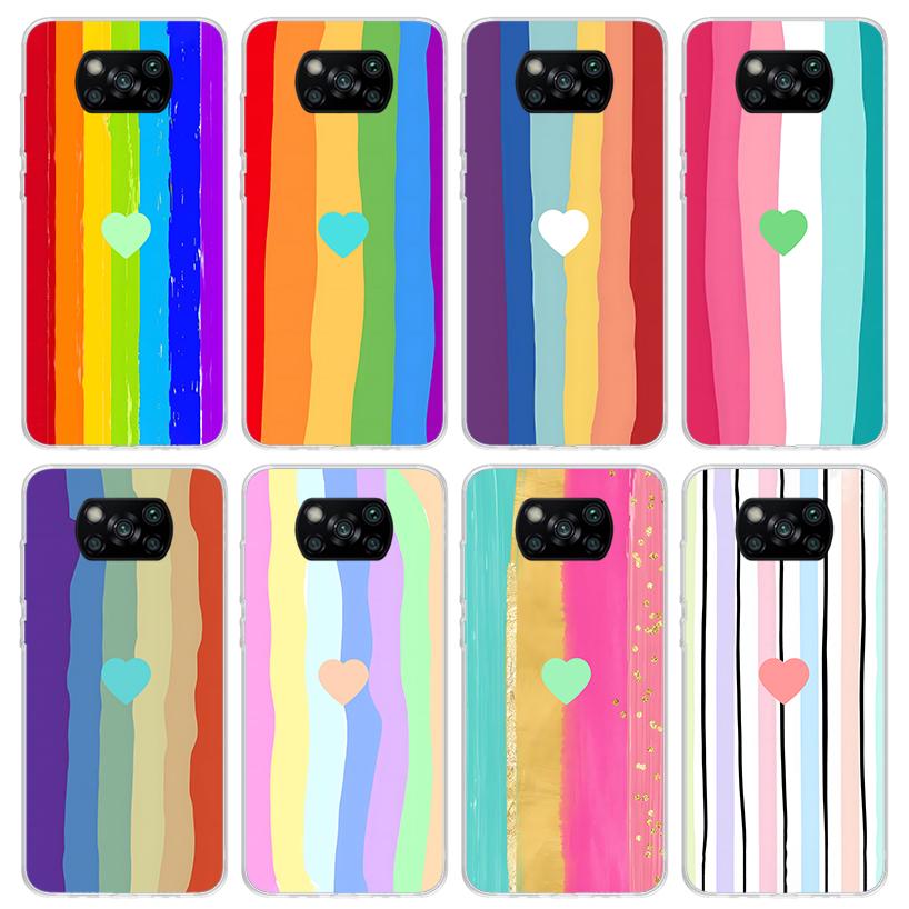Rainbow Gradient Love Phone Case For Xiaomi Poco X5 X6 X7 Pro F7 Ultra M7 Redmi 15C 15 13C 13 12C 12 10 10C 10A 9 9C 9T 9A Cover