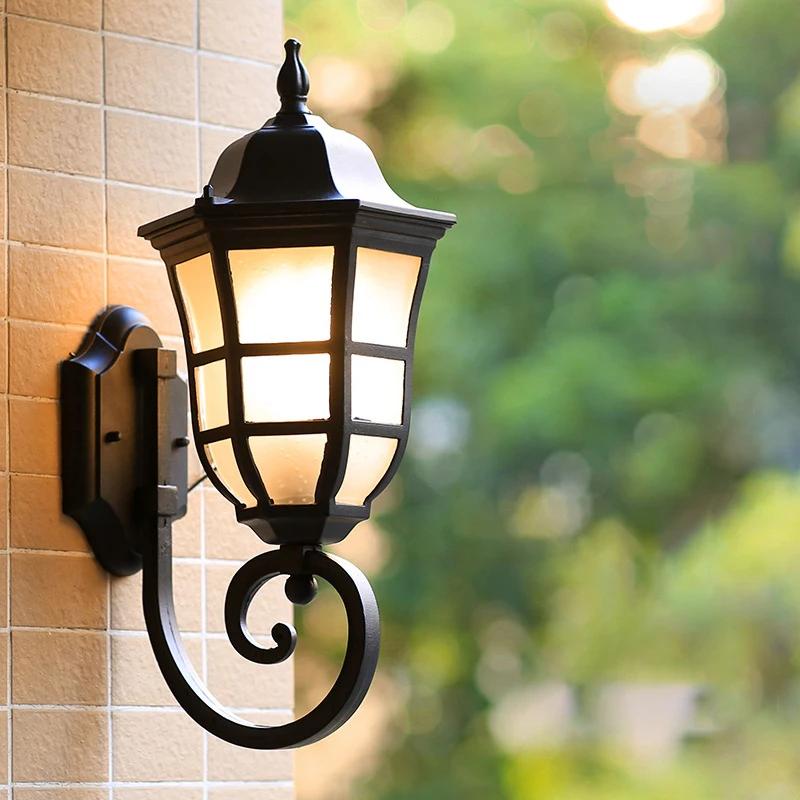 Sconce Lamp Waterproof Garden Decoration Outdoor Vintage Porch Lamp Black European Style Retro Outdoor Wall Light Garden