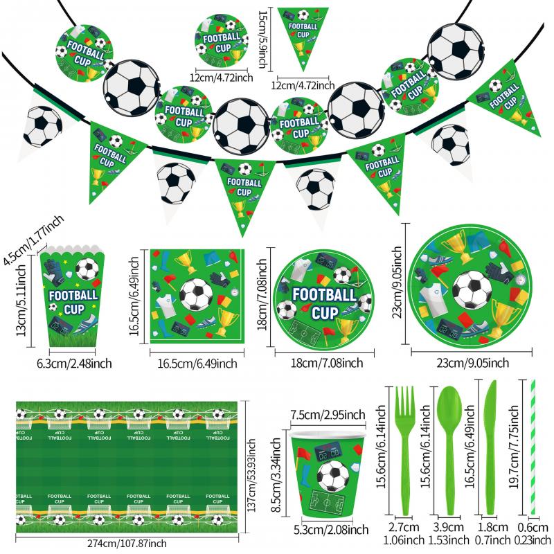 World Cup Party Decorations Set, Disposable Paper Plates Cups Banner Tablecloth, Soccer Theme Birthday Party Supplies