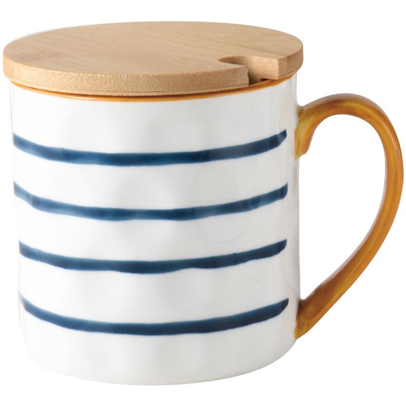 Retro Japanese Ceramic Mug with Lid, High-Temp Resistant, Large Capacity, Ideal Gift for Couples