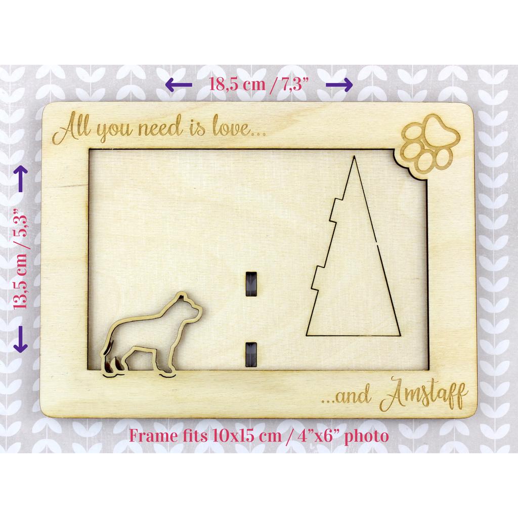 American Staffordshire Terrier, Amstaff – Photo frame, engraved wooden frame | Art-Dog