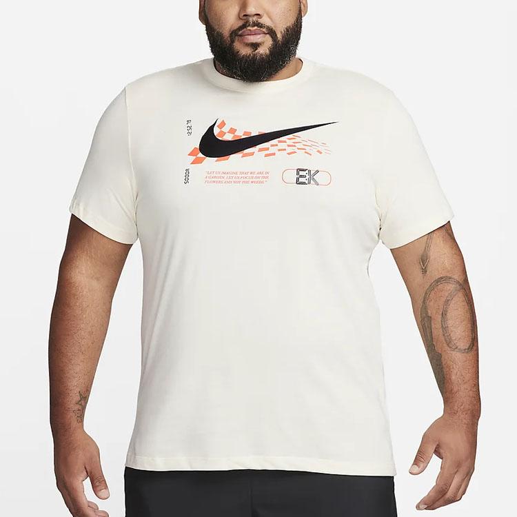 Nike Dri-FIT Logo Print Crew Neck T-Shirt Men Tops Off-White FJ2358-113