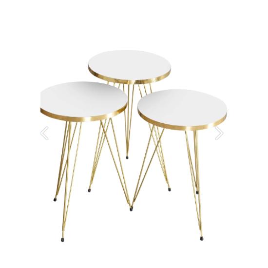 Nesting Table Gold White Wire