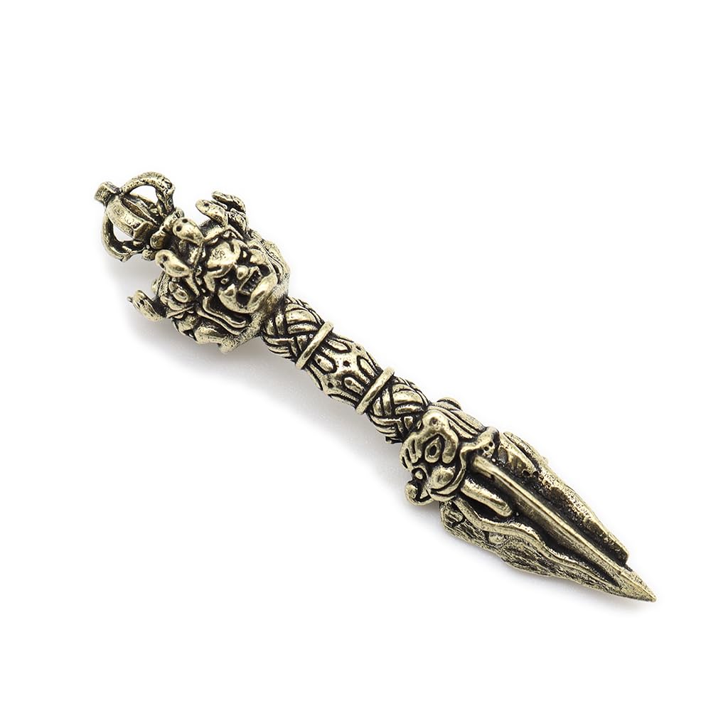 Kurita's Specialty Buddhist Statue [Honbutsu] Copper Buddhist Altar Implement, Mini Dokko Vajra, 5cm, Three-Faced Wrathful Deity, Esoteric Buddhist