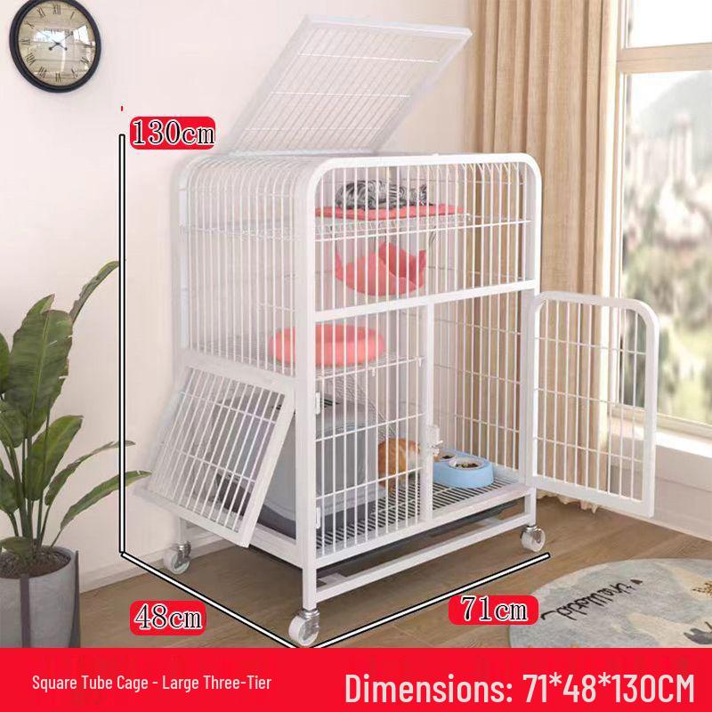 Large Double-Layer Indoor Cat Villa: Space-Saving, Portable Cage with Nest
