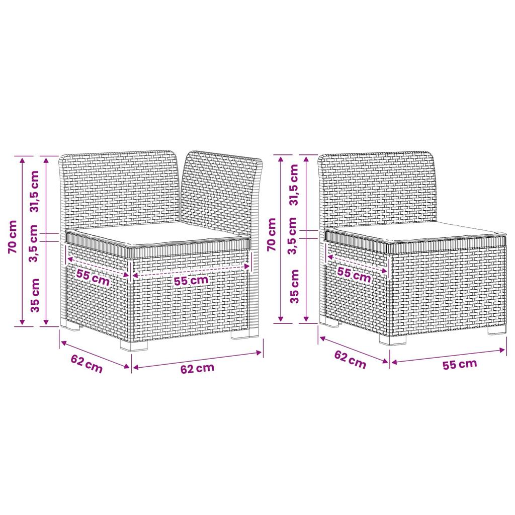 7 Seater Garden Sofa with Cushions Rattan Look PP Anthracite