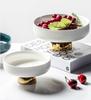 Color Stripe High Foot Shape Ceramic Plate Living Room Fruit Plate Dessert Bowl  Snacks Dishes Home Furnishing Trinket Dish