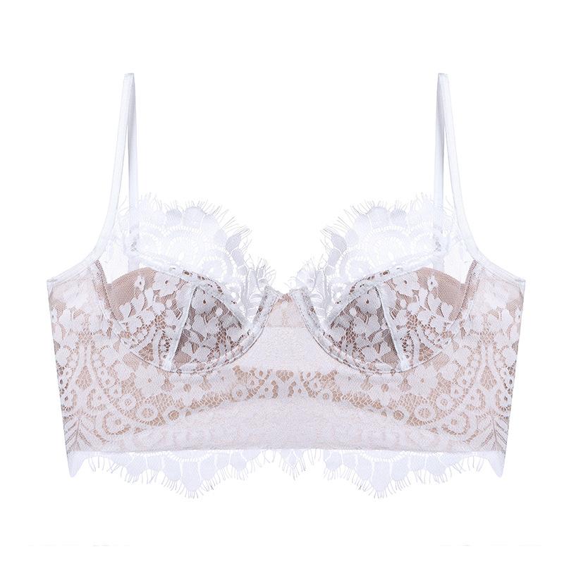 French Style Lace U Back Low Back Push Up Thin Cup Bra For Women