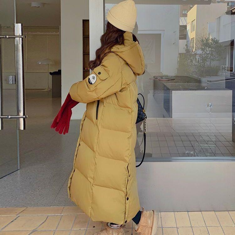 Fashionable and Thickened Red Long Padded Jacket for Women, Winter Outwear Coat with Bread Service Style
