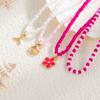 Y2K Colorful Beaded Multilayer Necklace for Women Beach Style Sun Pendant Chokers Handmade Pink Beads Collarbone Chain Zircon