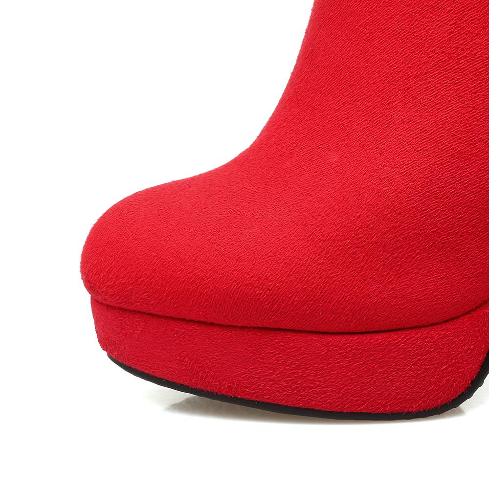 Damen High-Heel Stiefel Herbst und Winter neu wasserdicht Tisch Blockabsatz Übergröße vielseitig mittelhohe Stiefel