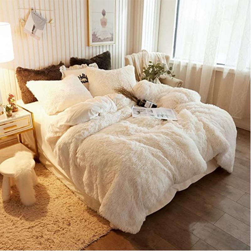 Soft Velvet Mink Plush Rectangle Pillowcase Nordic Fur Solid Color Home Decor