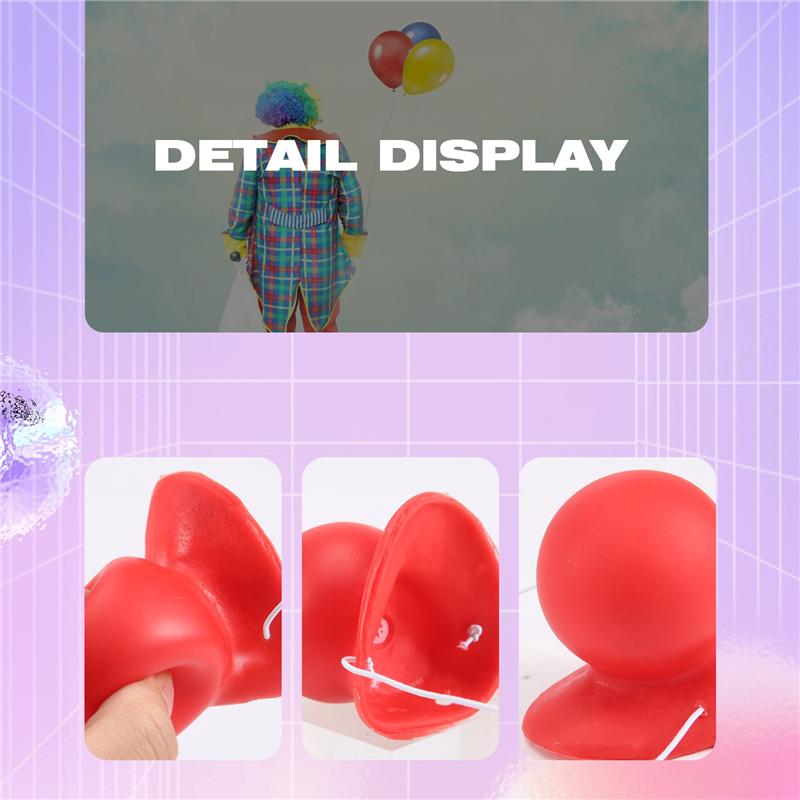ABWR-3Pcs Red Clown Nose Honking Squeaking Clown Nose With Elastic Rope For Adults Halloween Cosplay Costume Accessories