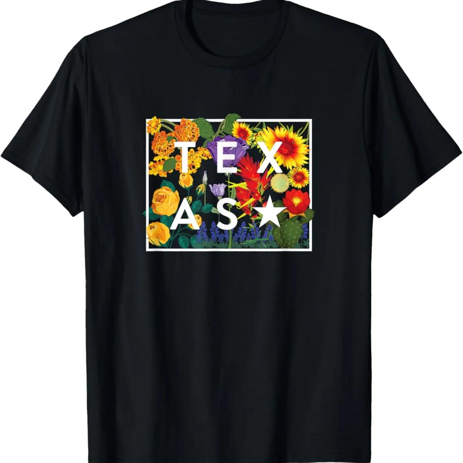 Flowers of Texas Word Art - Texan Pride T-Shirt S