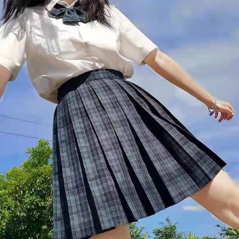 Ash Women's Academy Style Sailor Suit: Short Sleeve JK Student Uniform with Genuine Pleated Short Skirt