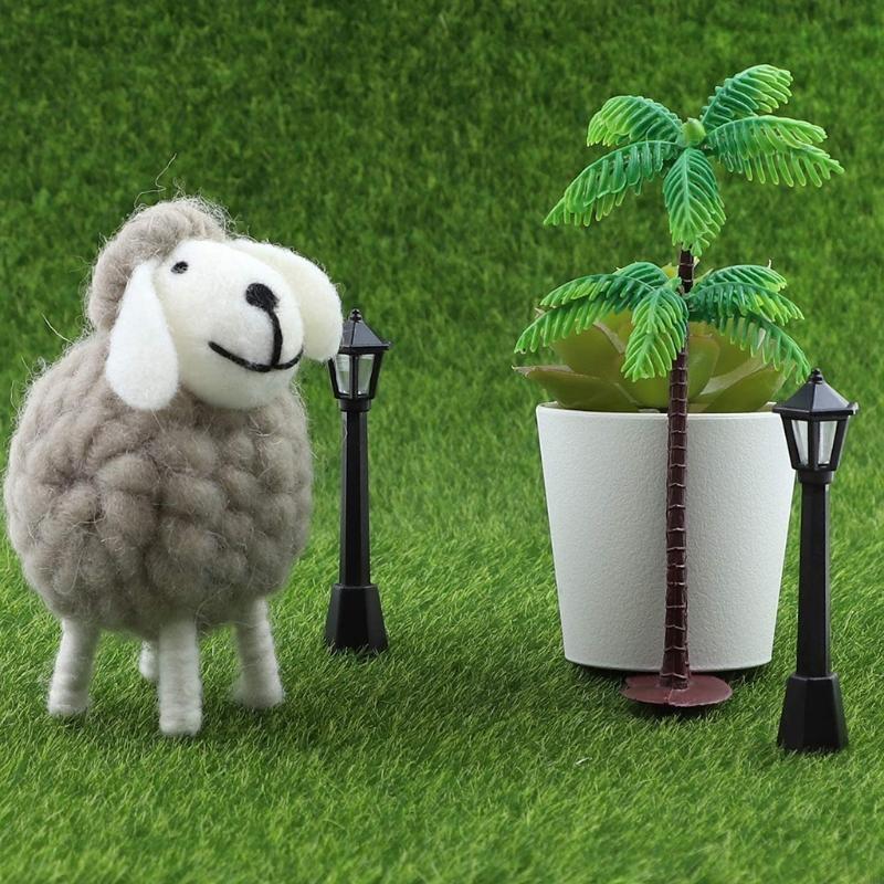 62KD Model Railway Train Lamp 4pcs Post Lights for Doll House Fairy Garden Ornaments