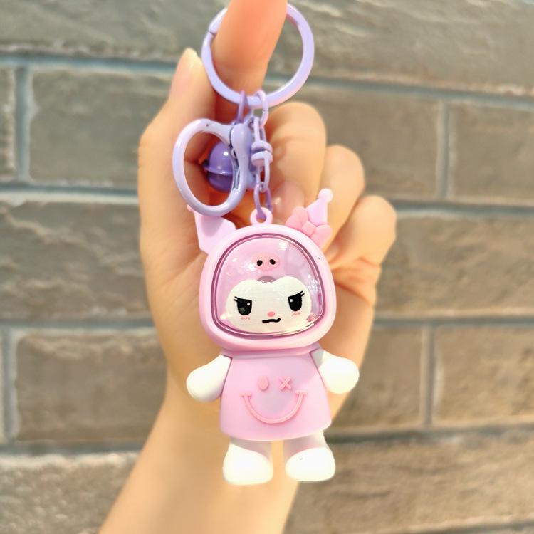 Sanrio Kuromi Leuchtender Schlüsselanhänger: Süßer weicher Gummi-Nachtlicht-Anhänger für Schultaschen