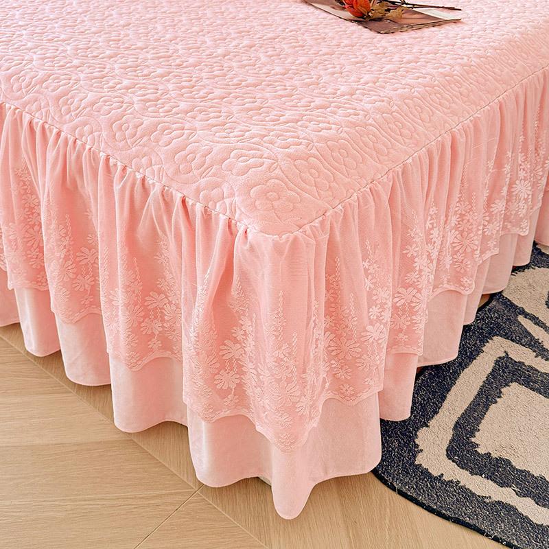 Baby Fleece Padded Bed Skirt Single Piece Winter Fleece Thickened Non-Slip Household Bed Cover Three-Piece Bedspread Universal In All Seasons