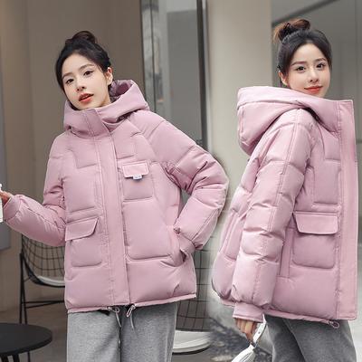 Outono inverno engrossar quente parka feminino casual grande bolso cor sólida solto casaco com capuz algodão acolchoado jaquetas outwear
