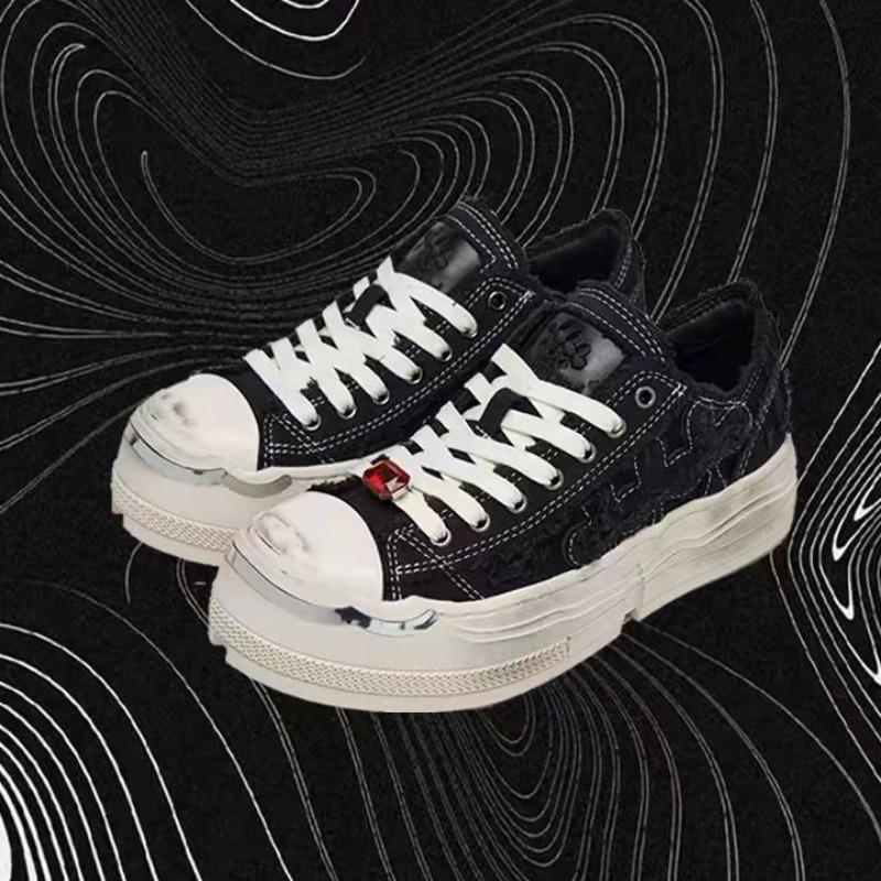 

[Мао нелегко переродиться Нет. 1, парусиновые кеды цвета молочного чая, низкие кеды на толстой подошве, обувь на толстой подошве, увеличивающая рост. 40 чёрный