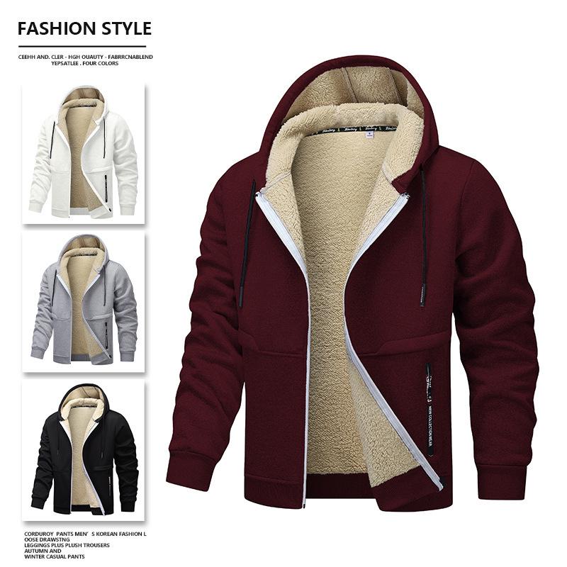 European Men's Thick Lambskin Work Jacket - Cozy Loose Fit for Autumn & Winter