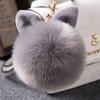 Cute Fluffy Rabbit Ear Fur Ball Key Chain Rings Pendant Lovely Pompom Artificial Rabbit Fur Keychain