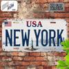 Druck, , New York USA Vintage Metall Aluminium Schild Nummernschild, dekoratives Schild und Plakette (11.9X6Zoll), Reisesouvenir,