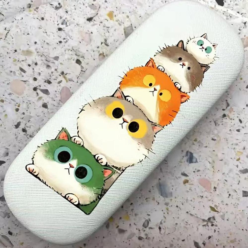 KLASSNUM Eyeglasses Storage Round-Headed Eyewear Holder Sunglasses Box Pu Leather Storage Box For Children'S Case Teens Storage
